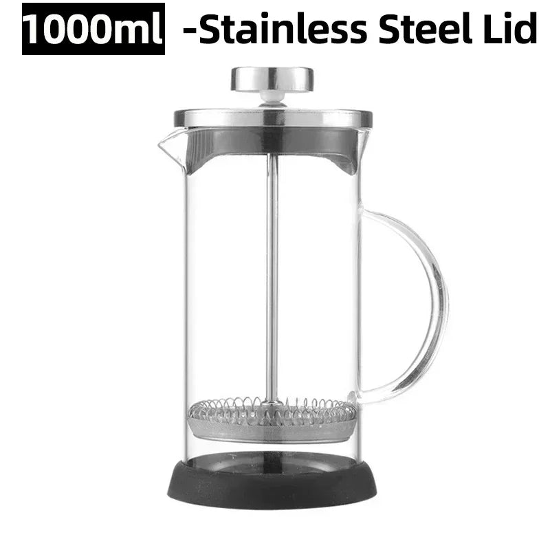 350-1000ml Stainless Steel Glass Coffee Maker French Press Coffee Pot Heat Resistant Borosilicate Glass Tea Pot Kitchen Tools